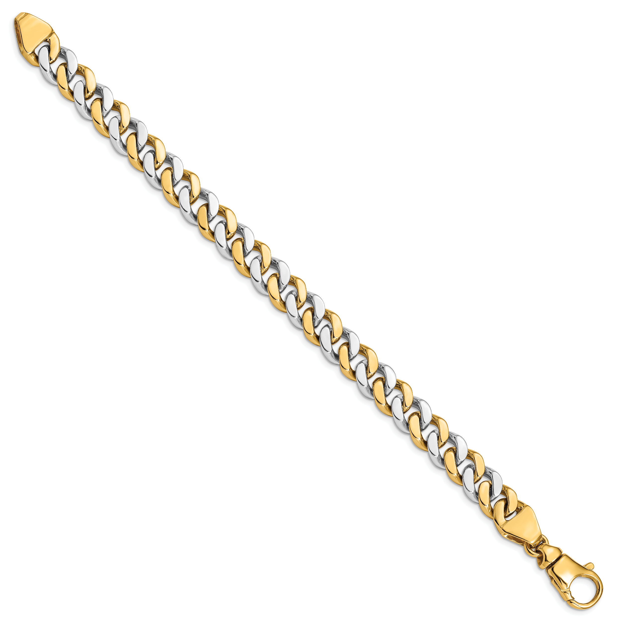 14K Two-tone 20 inch 10mm Hand Polished Fancy Link with Fancy Lobster Clasp Chain LK514