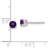 14k White Gold 4mm Round Amethyst Post Earrings XE71WAM