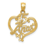 14k Diamond-cut 15 ANOS Heart Pendant C2969