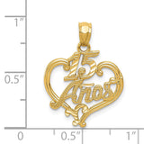 14k Diamond-cut 15 ANOS Heart Pendant C2969
