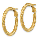 14k 3x26mm Twisted Round Tube Hoop Earrings PRE943