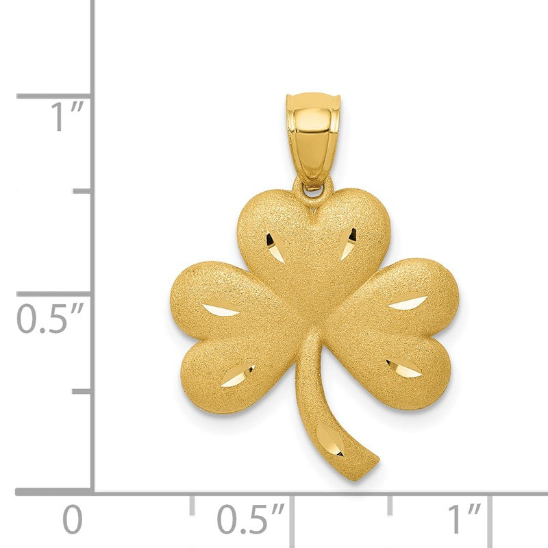 14k Brushed Diamond-cut Shamrock Pendant M503