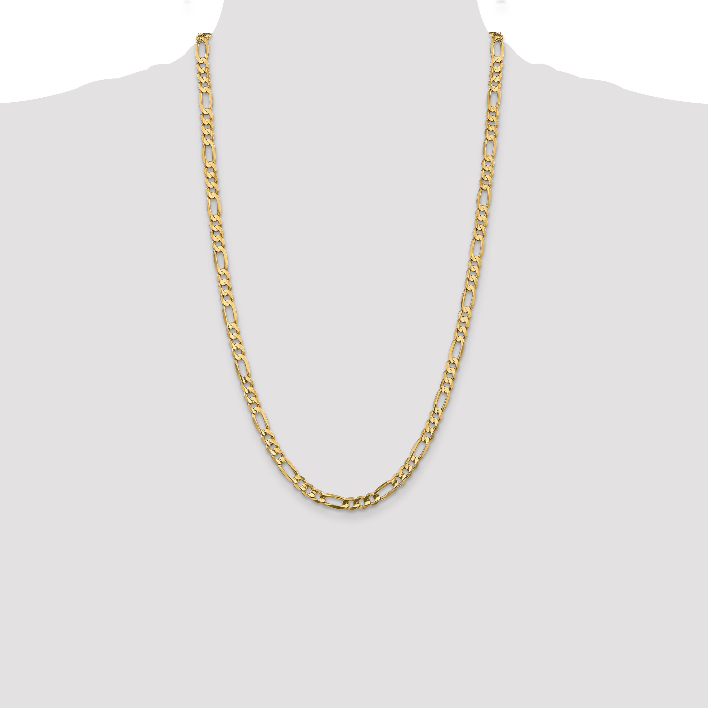 14K 26 inch 5.5mm Concave Open Figaro with Lobster Clasp Chain LFG140