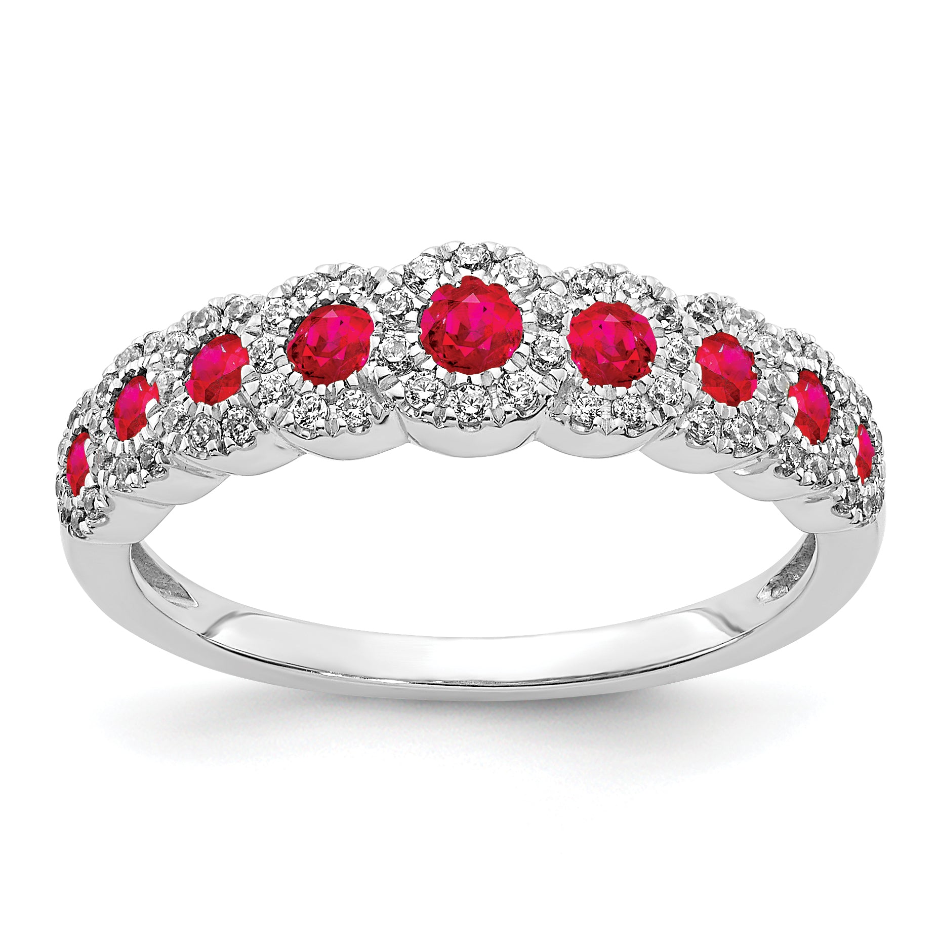 14k White Gold Diamond and Emerald Polished Ring RM5741