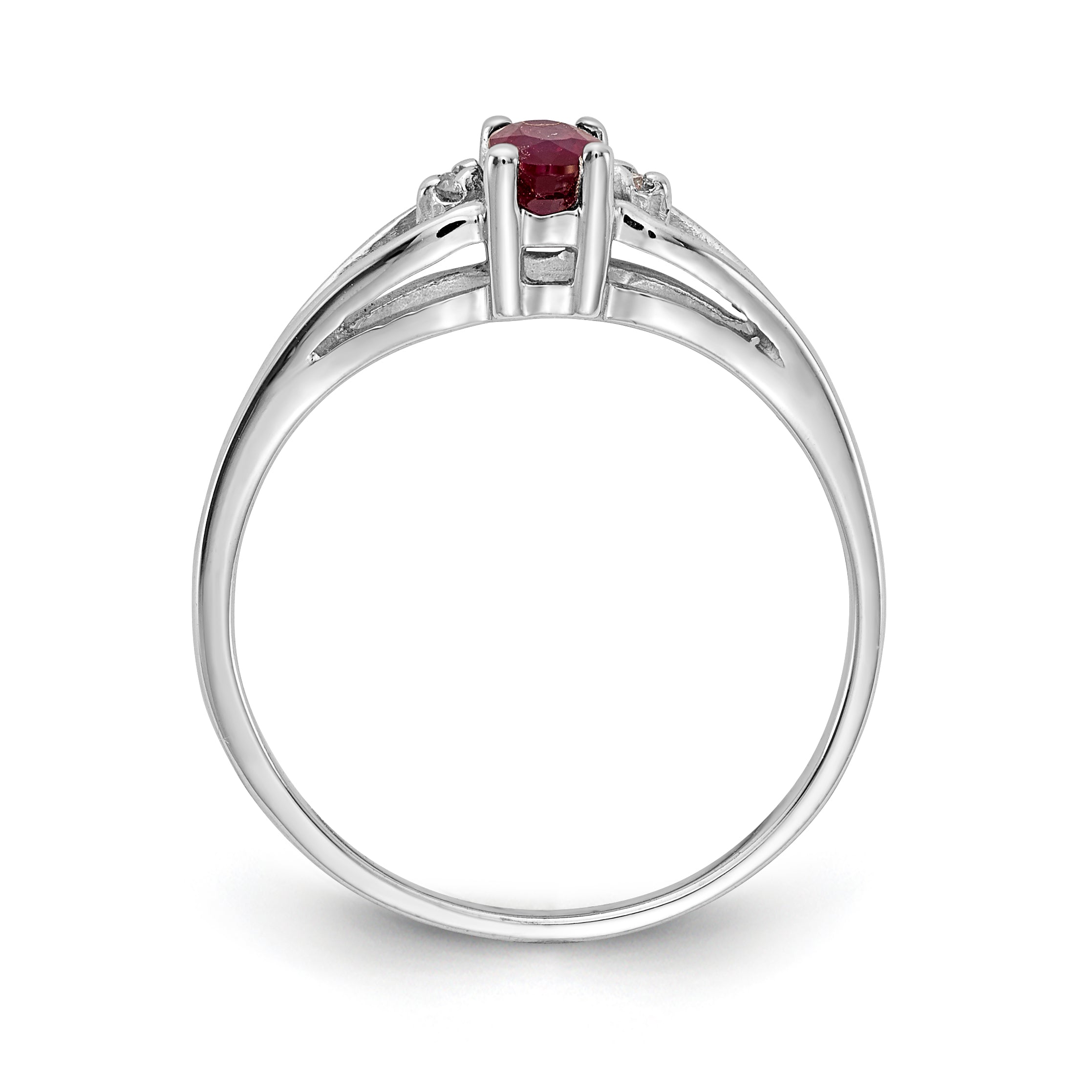14k White Gold 5x3mm Oval Ruby and A Diamond Ring Y2080R/A