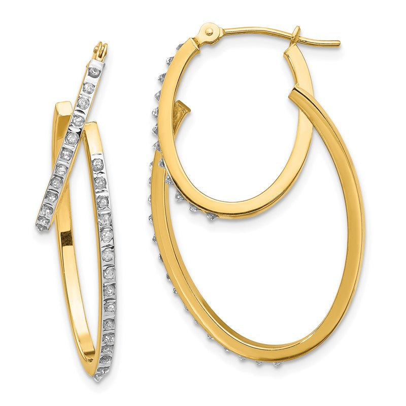 14k Diamond Fascination Diamond Dust/Accent Double Hoop Earrings DF113