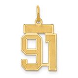 14k Small Satin Number 91 Charm LSS91