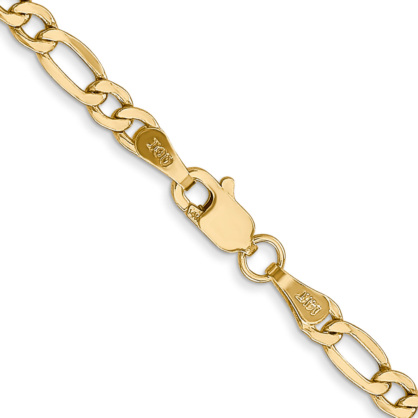 14K 10 inch 3.5mm Semi-Solid Figaro with Lobster Clasp Anklet BC93