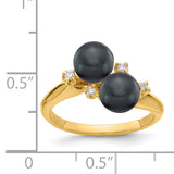 14k 6mm Black Freshwater Cultured Two-Pearl and 1/20 carat A Diamond Ring Y1875BP/A