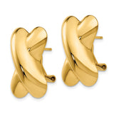 14k 15x22mm Polished X Omega Back Post Earrings E156