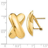 14k 15x22mm Polished X Omega Back Post Earrings E156