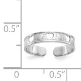 14k White Gold Polished with Hearts Toe Ring K5106