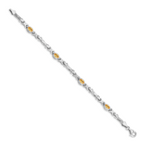 14k White Gold Complete Oval Amethyst Fancy Link 7 inch Bracelet BM4497