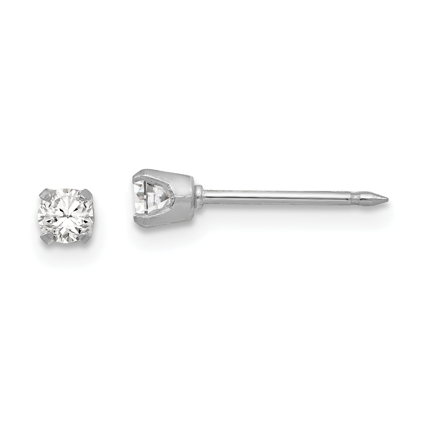 Inverness 18k White Gold 3mm CZ Post Piercing Earrings 257E