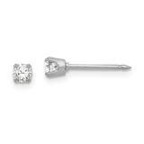 Inverness 18k White Gold 3mm CZ Post Piercing Earrings 257E