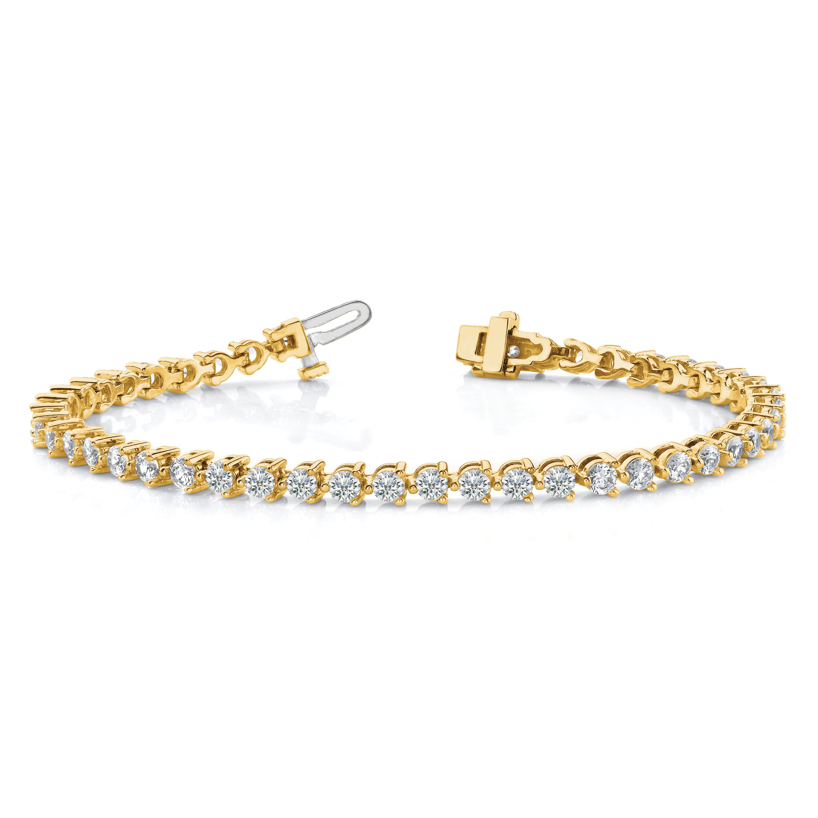 14k Complete 4.3 carat Round A Diamond 3-prong 7 inch Tennis Bracelet X2839A
