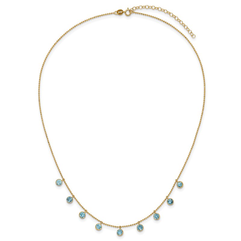 14k Blue Topaz Dangles 16 inch Necklace Plus 2 inch Extender XF2642