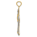 14K with White Rhodium Diamond-Cut Cross Pendant C4516
