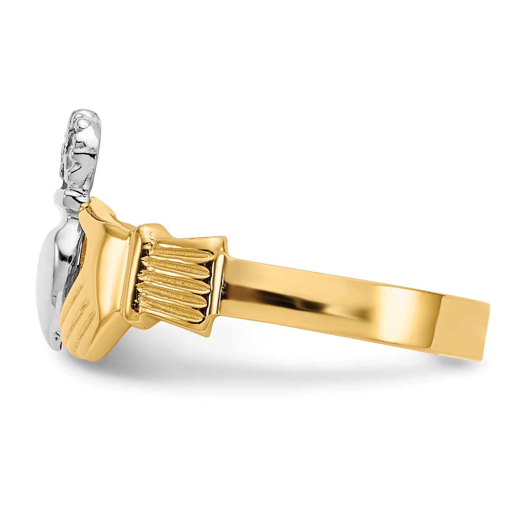 14k Two-tone Polished Claddagh Ring D101
