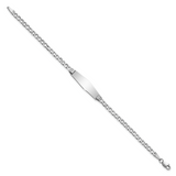 14k White Gold Polished Semi-Solid Chain/Solid Plate Cuban Link Soft Diamond Shape 25.5x7.5mm Plate 7 inch ID Bracelet DCID106CW