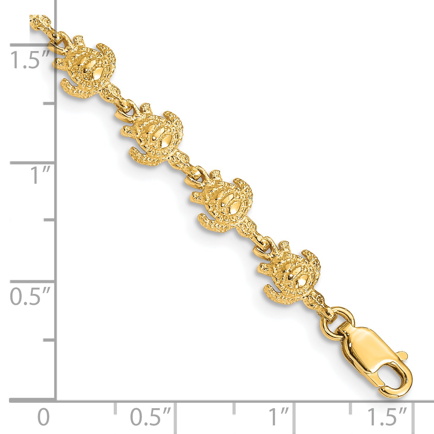 14K Polished and Textured Turtle 7 inch Bracelet FB1444