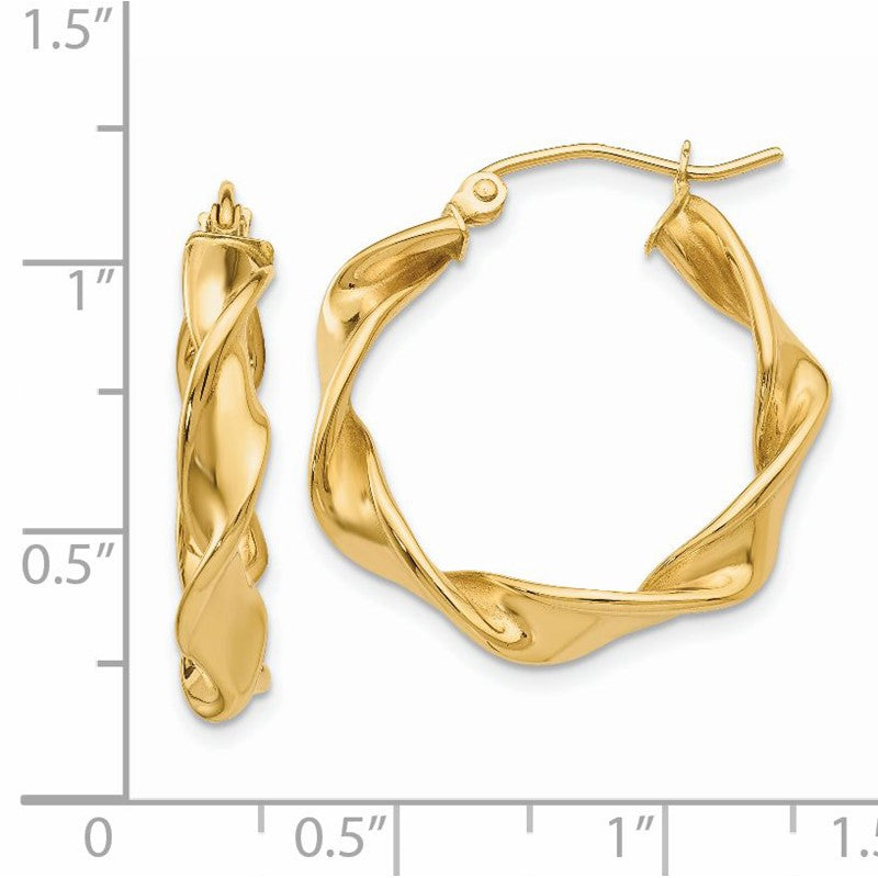 14k 4.00mm Twisted Hoop Earrings TE216