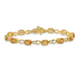 14k Complete Oval Amethyst and Diamond Fancy Link 7 inch Bracelet BM4496