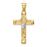 14K and White Rhodium Solid Cross with Rosary Pendant C4770