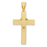 14K and White Rhodium Solid Cross with Rosary Pendant C4770