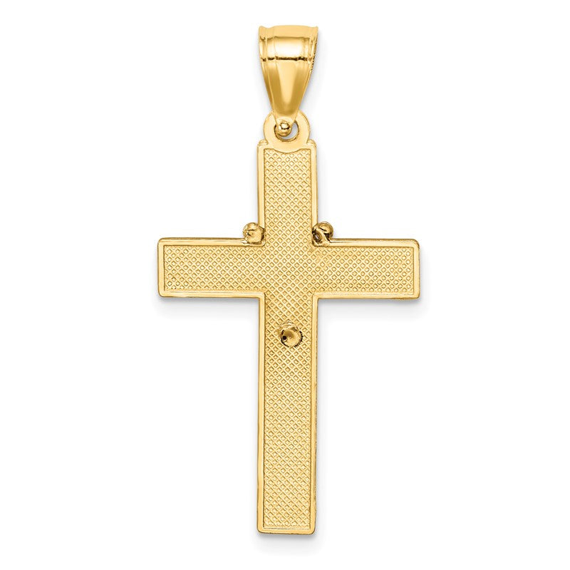 14K and White Rhodium Solid Cross with Rosary Pendant C4770
