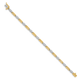 14k Two-tone Complete 2.1 carat Round AAA Diamond Bar Link 7 inch Tennis Bracelet X638AAA