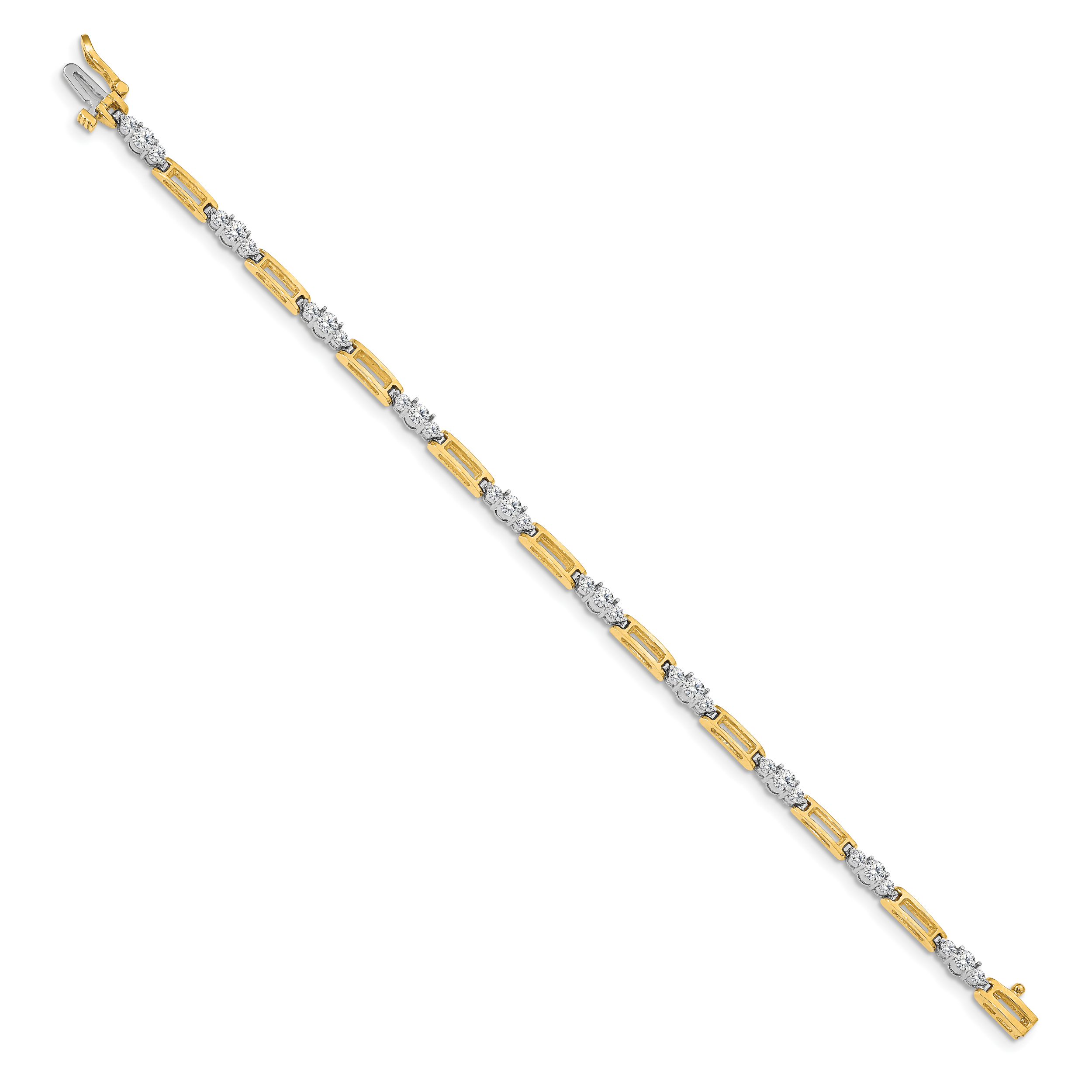 14k Two-tone Complete 2.1 carat Round AAA Diamond Bar Link 7 inch Tennis Bracelet X638AAA