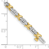 14k Two-tone Polished Complete 1 carat Diamond X-design 6.5in Bracelet BM4618