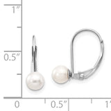 14k White Gold 5-6mm Round Freshwater Cultured Pearl Leverback Earrings XLBW55PL