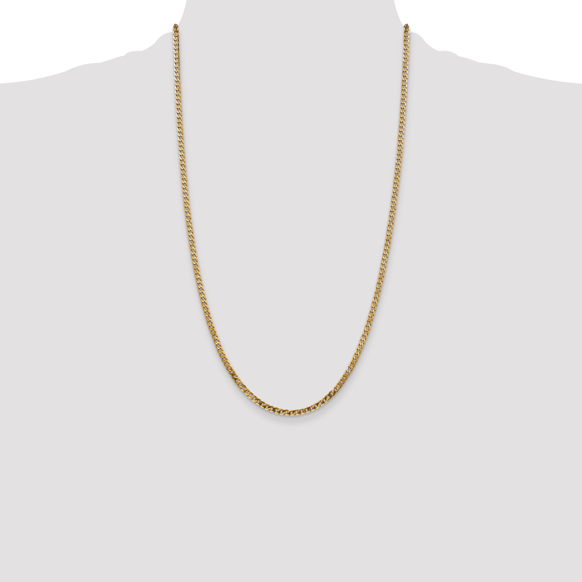 14K 26 inch 2.9mm Flat Beveled Curb with Lobster Clasp Chain FBU080