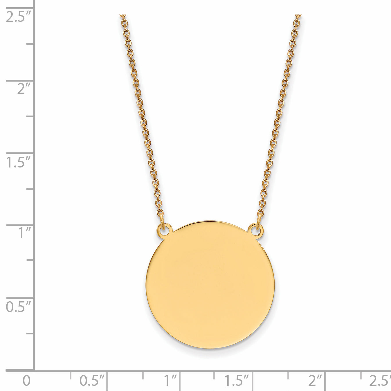 14k Plain .013 Gauge Round Engravable 22x22mm Disc 18 inch Necklace XM626/13