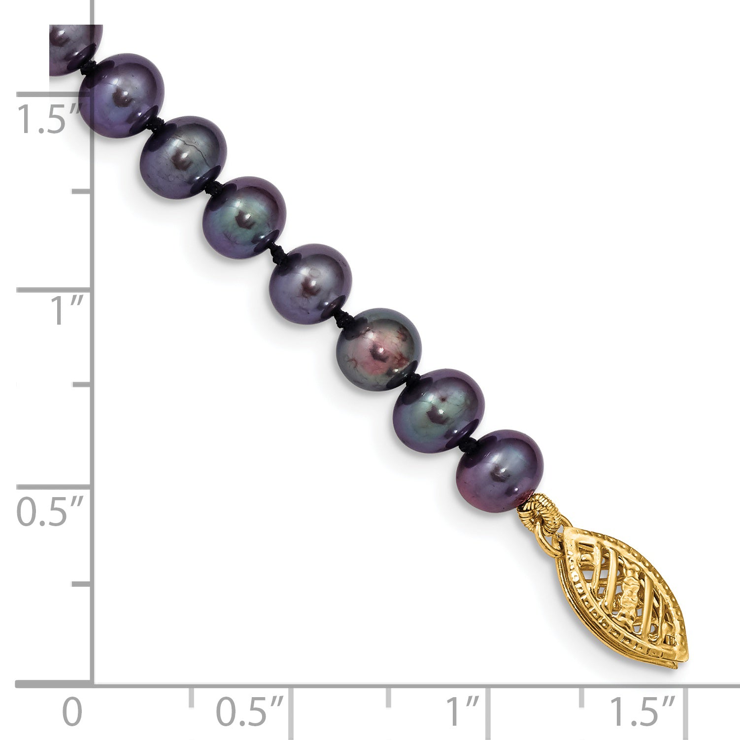 14k 5-6mm Black Near-Round Freshwater Cultured Pearl 16 inch Necklace BPN050