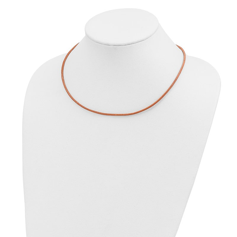 14k Yellow Clasp 2mm 16 inch Natural Leather Cord Necklace XG263