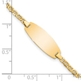14k Polished Semi-Solid Chain/Solid Plate Anchor Link Oval 18.5x8.5mm Plate 5.5 inch Baby/Child ID Bracelet DCID145