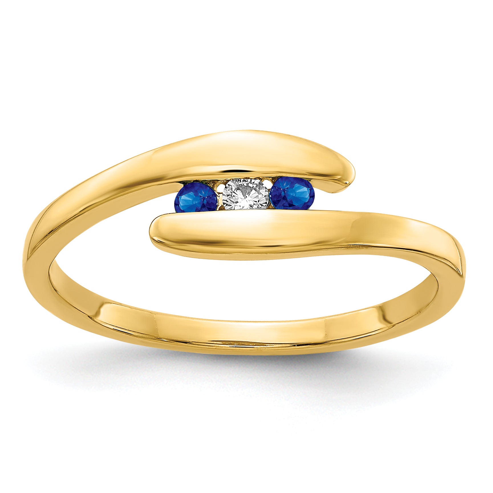 14k Emerald and Diamond 3-stone Bypass Ring RM5742