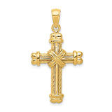 14K Gold Polished / Textured Cross Pendant K5463