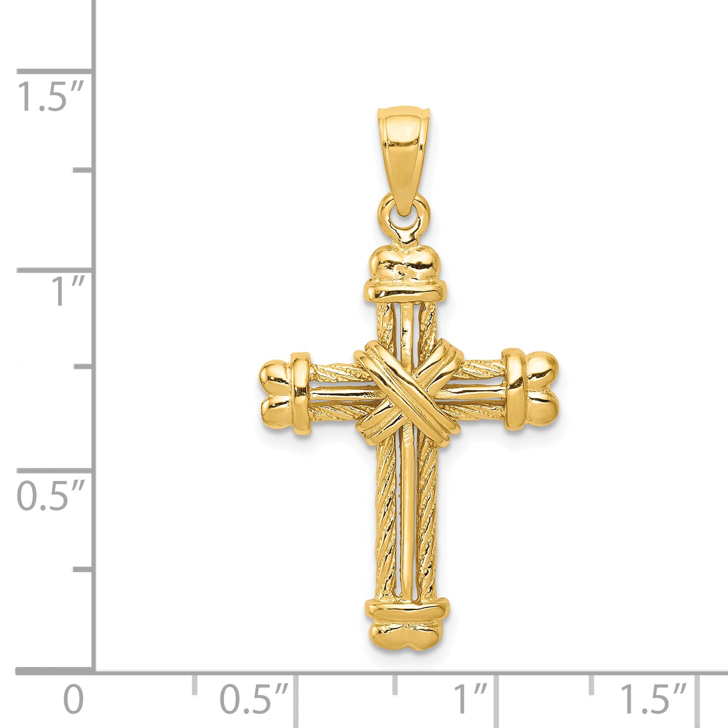 14K Gold Polished / Textured Cross Pendant K5463