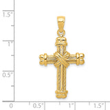 14K Gold Polished / Textured Cross Pendant K5463