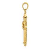 14K Gold Polished / Textured Cross Pendant K5463