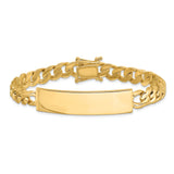14k Hand-polished Solid Chain/Solid Plate Curb Link 44x12mm Plate 8 inch ID Bracelet LK119ID