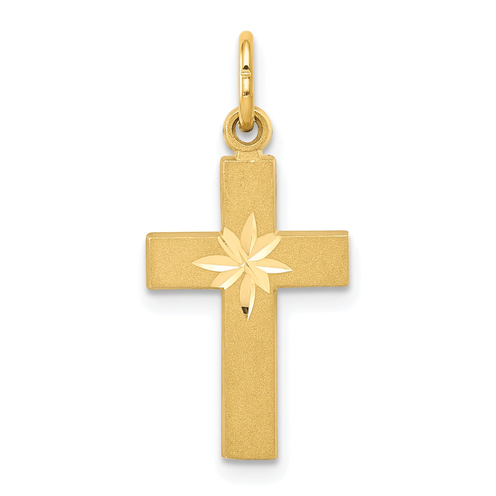 14k Small Diamond-cut Cross Pendant C1318