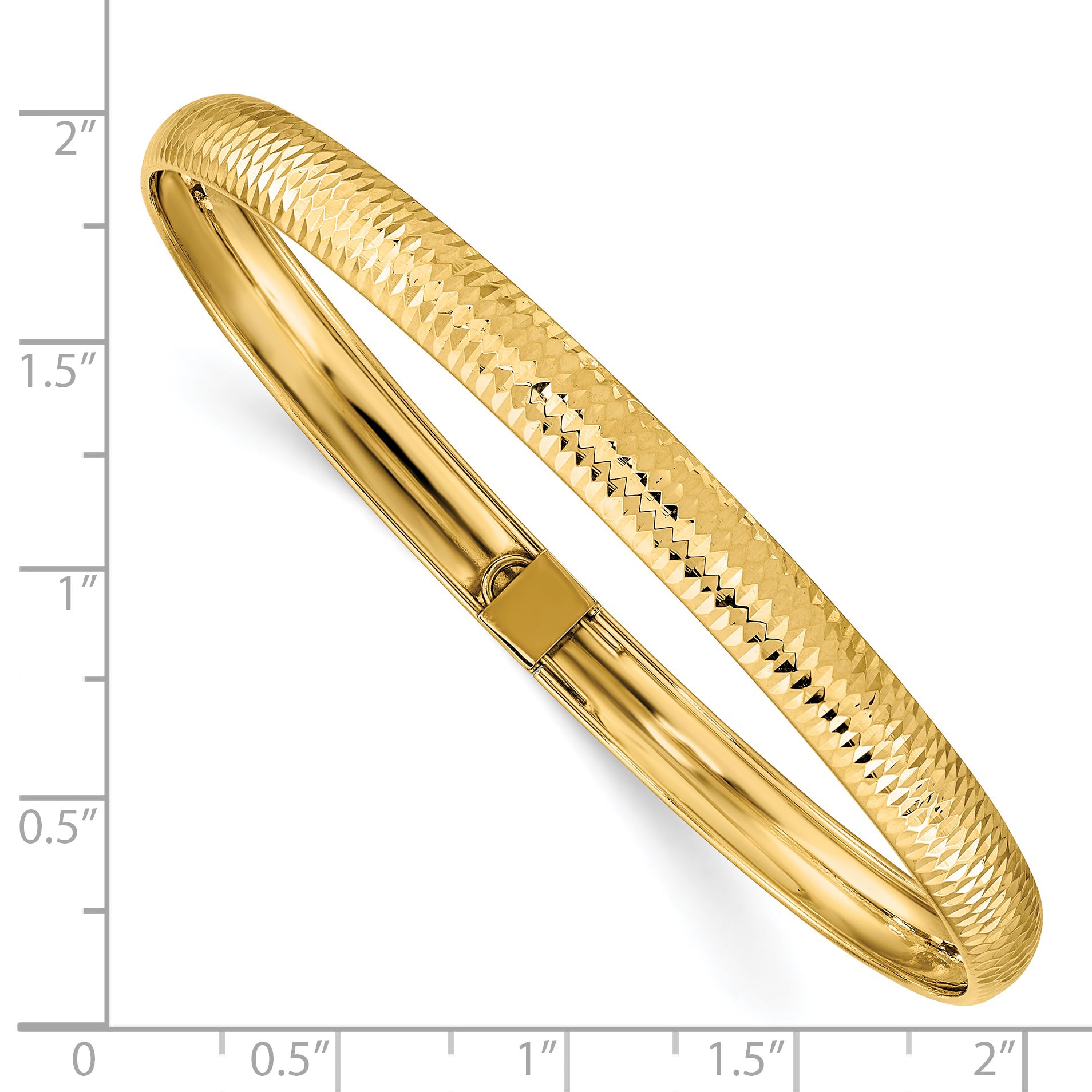 14k Polished Textured 6.15mm Flexible Oval Bangle Bracelet DB698