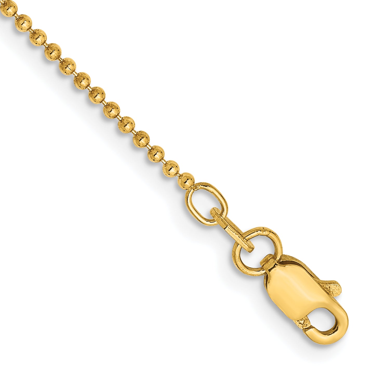 14K 10 inch 1.2mm Diamond-cut Beaded with Lobter Clasp Anklet PEN247