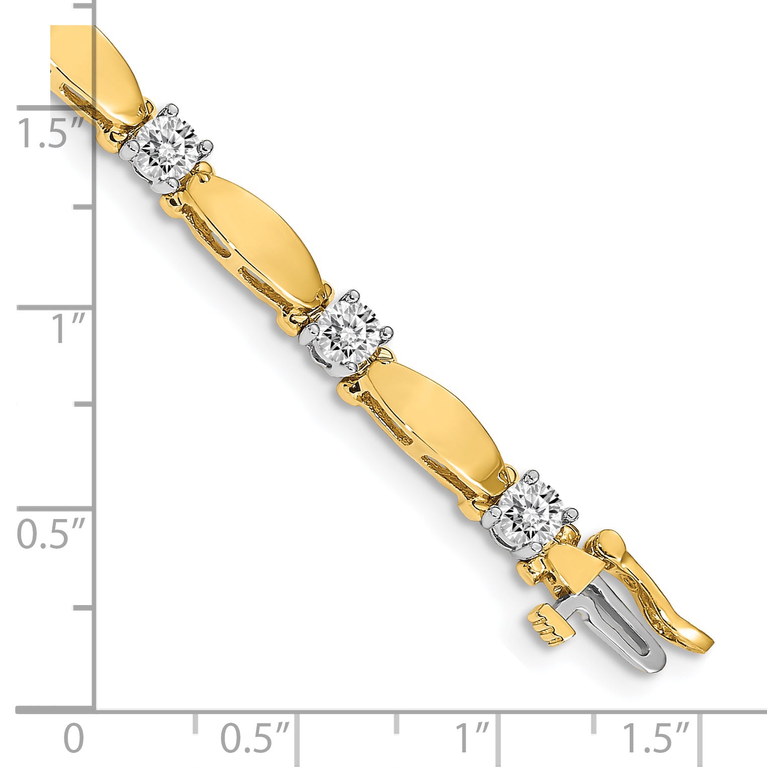 14k Two-tone Complete 2.75 carat Round AA Diamond Curved Bar Link 7 inch Tennis Bracelet X2363AA
