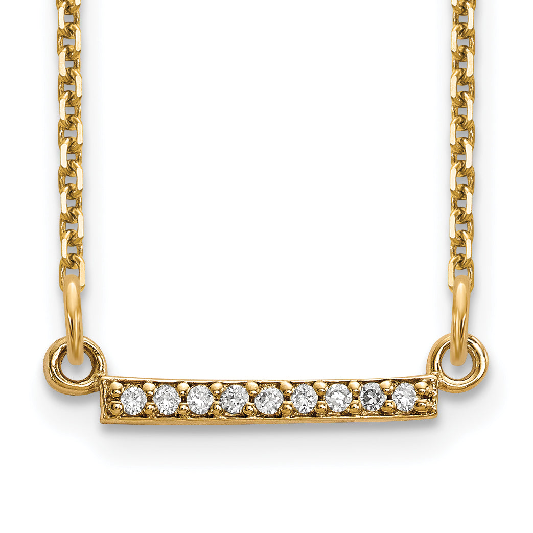 14k Polished 1/20 carat AAA Diamond Tiny Bar 18 inch Necklace XP5030AAA